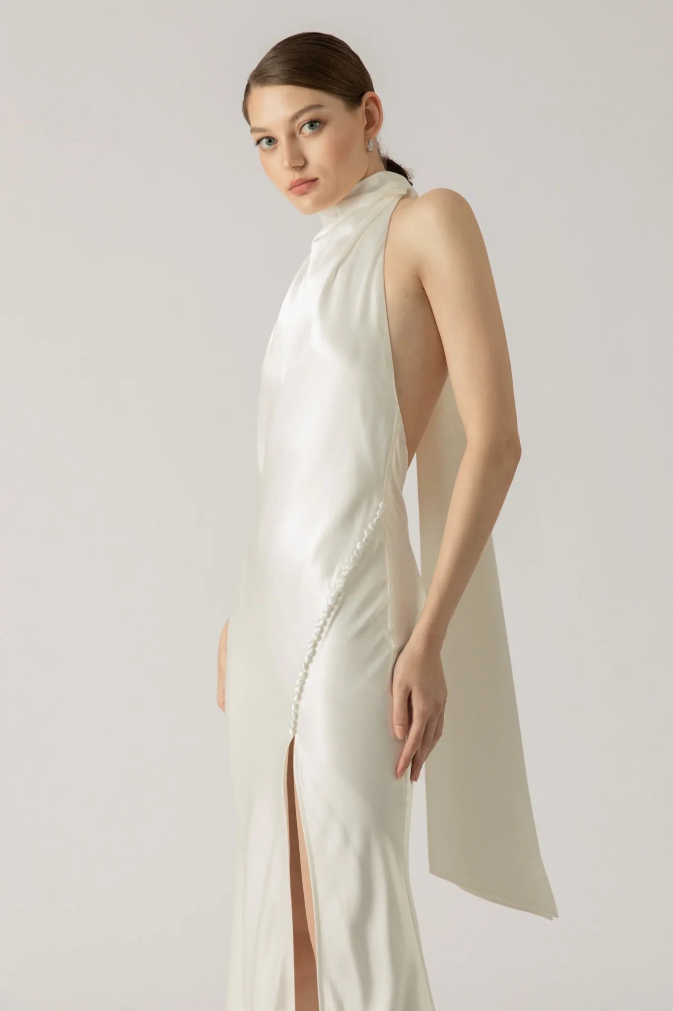 Penelope Backless Satin Gown