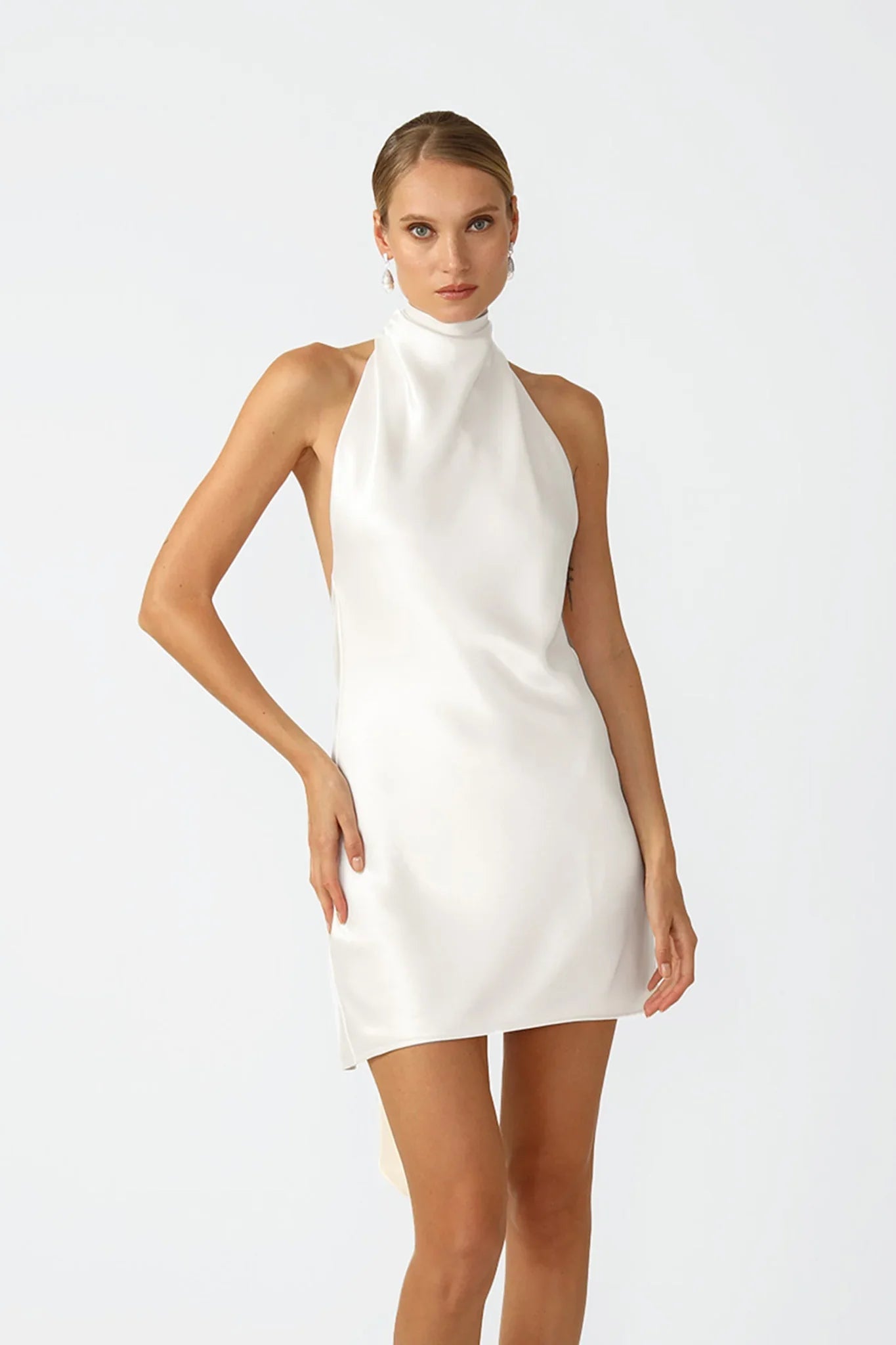 Penny Backless Satin Mini Dress