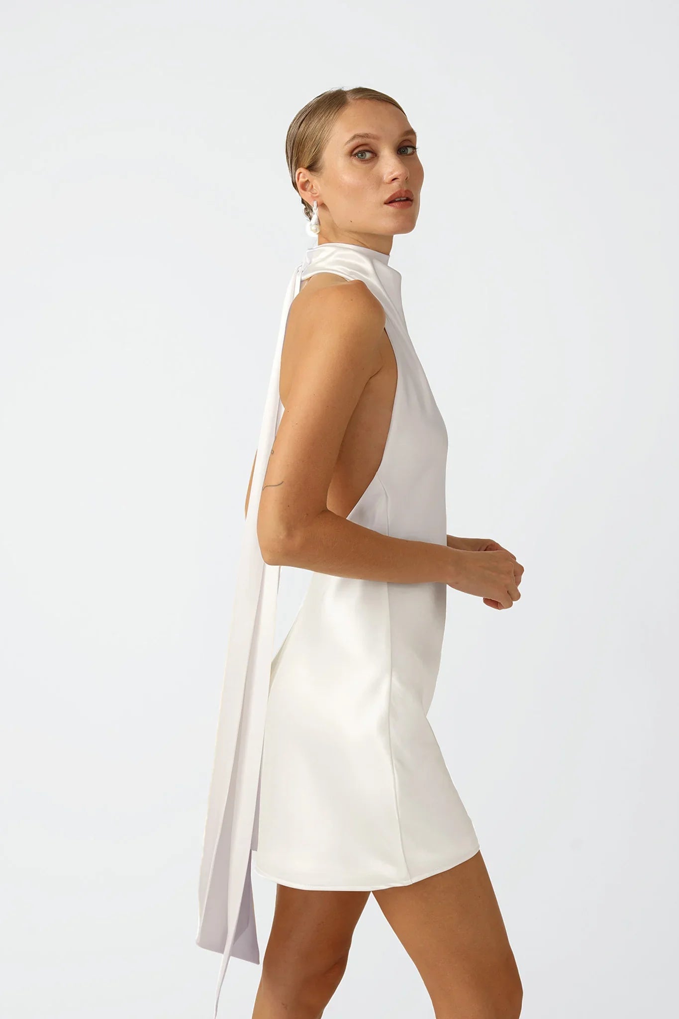 Penny Backless Satin Mini Dress